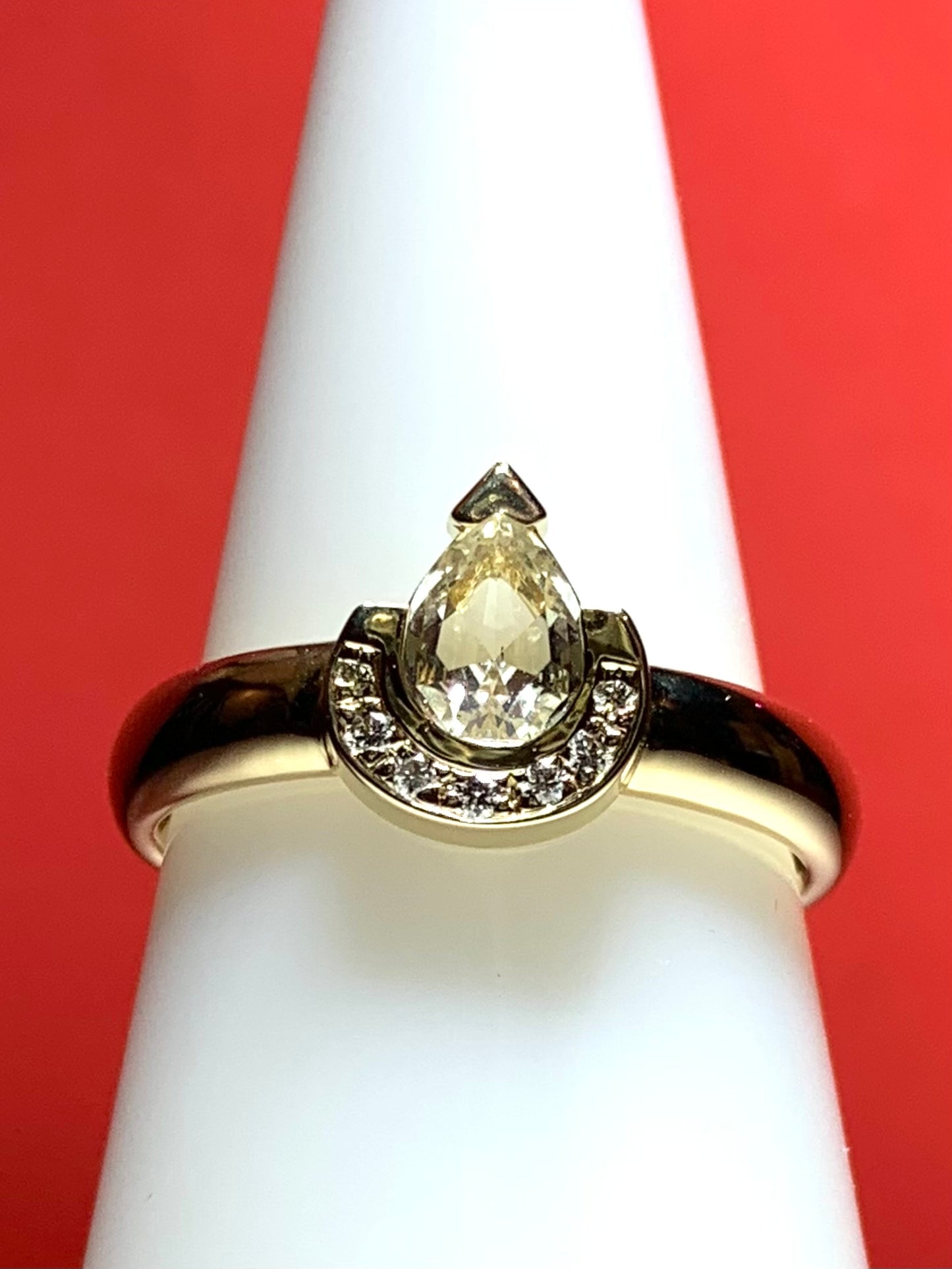 "Lucky" .71ct Rosecut Sapphire Half Halo Ring - 14k Gold