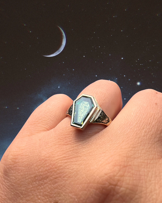 Custom Coffin-Shaped Moissanite Signet Engagement Ring