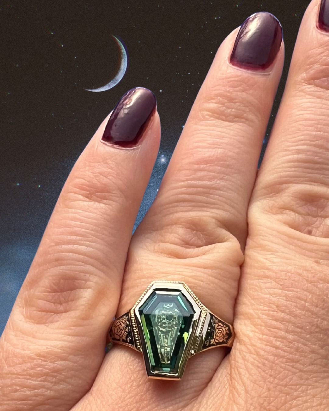 Custom Coffin-Shaped Moissanite Signet Engagement Ring