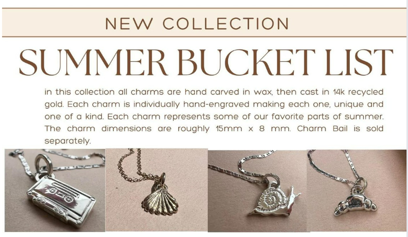 summer bucket list gold charm necklace