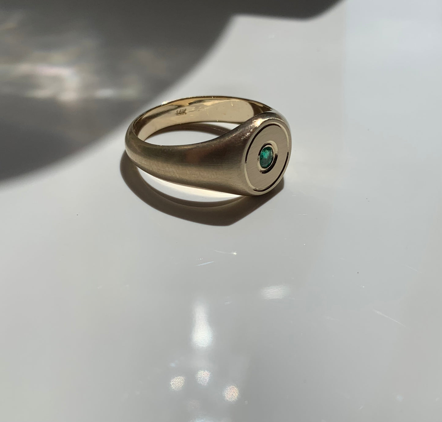 Custom emerald signet ring