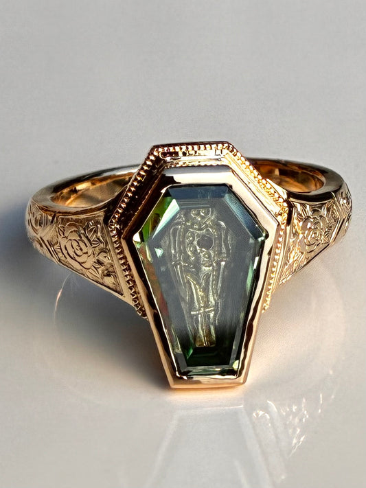 Custom Coffin-Shaped Moissanite Signet Engagement Ring