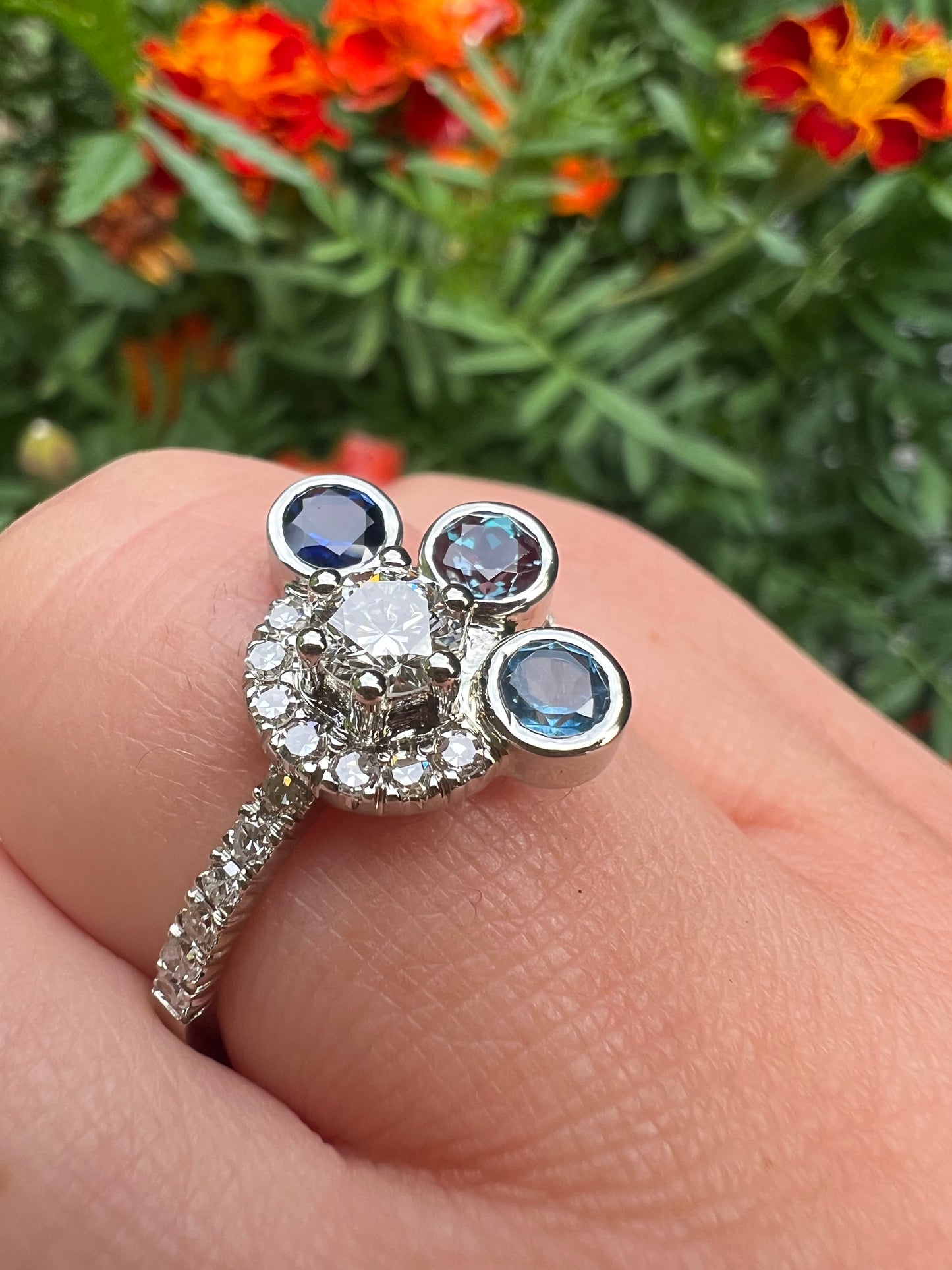 Custom Heirloom diamond & gemstone ring