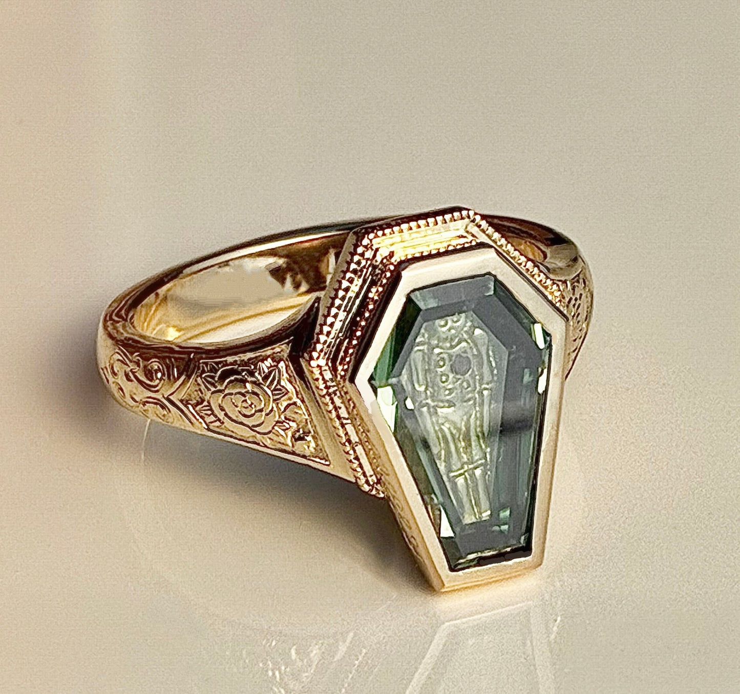 Custom Coffin-Shaped Moissanite Signet Engagement Ring