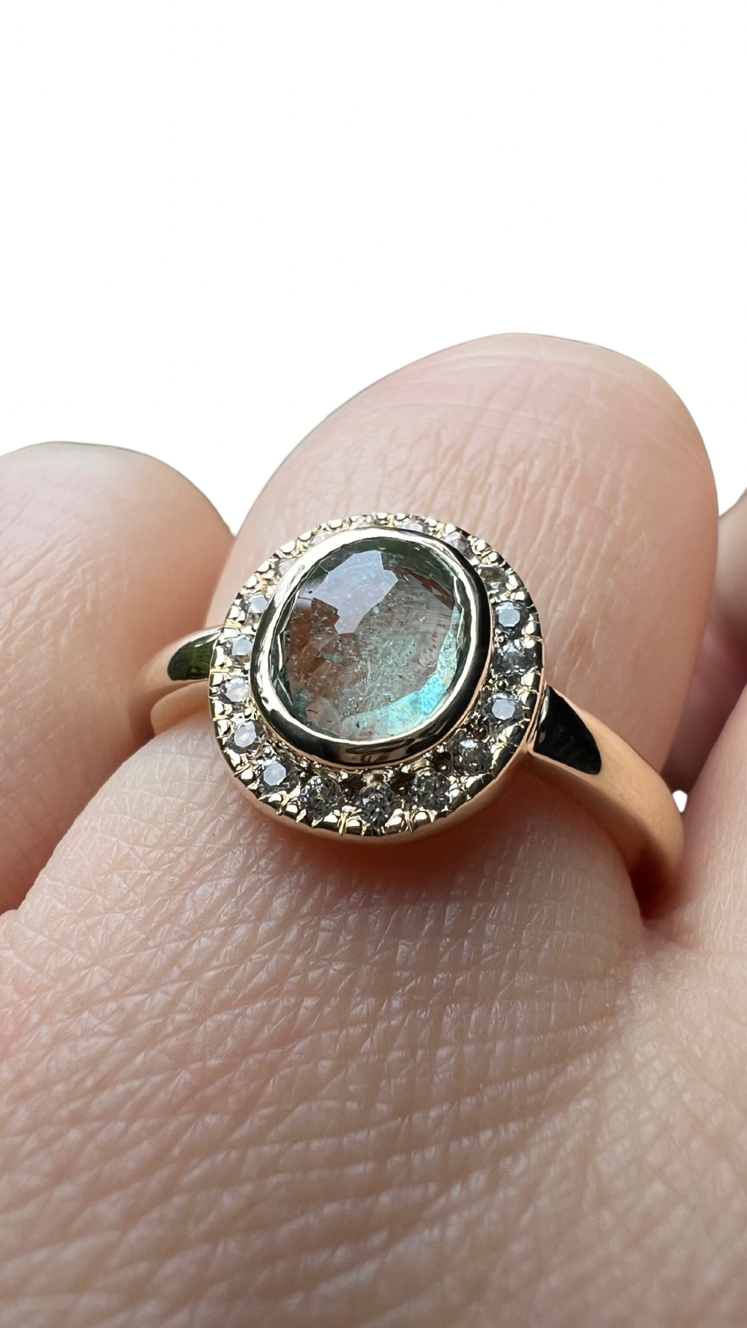 Aquamarine Ring with Sapphire Halo