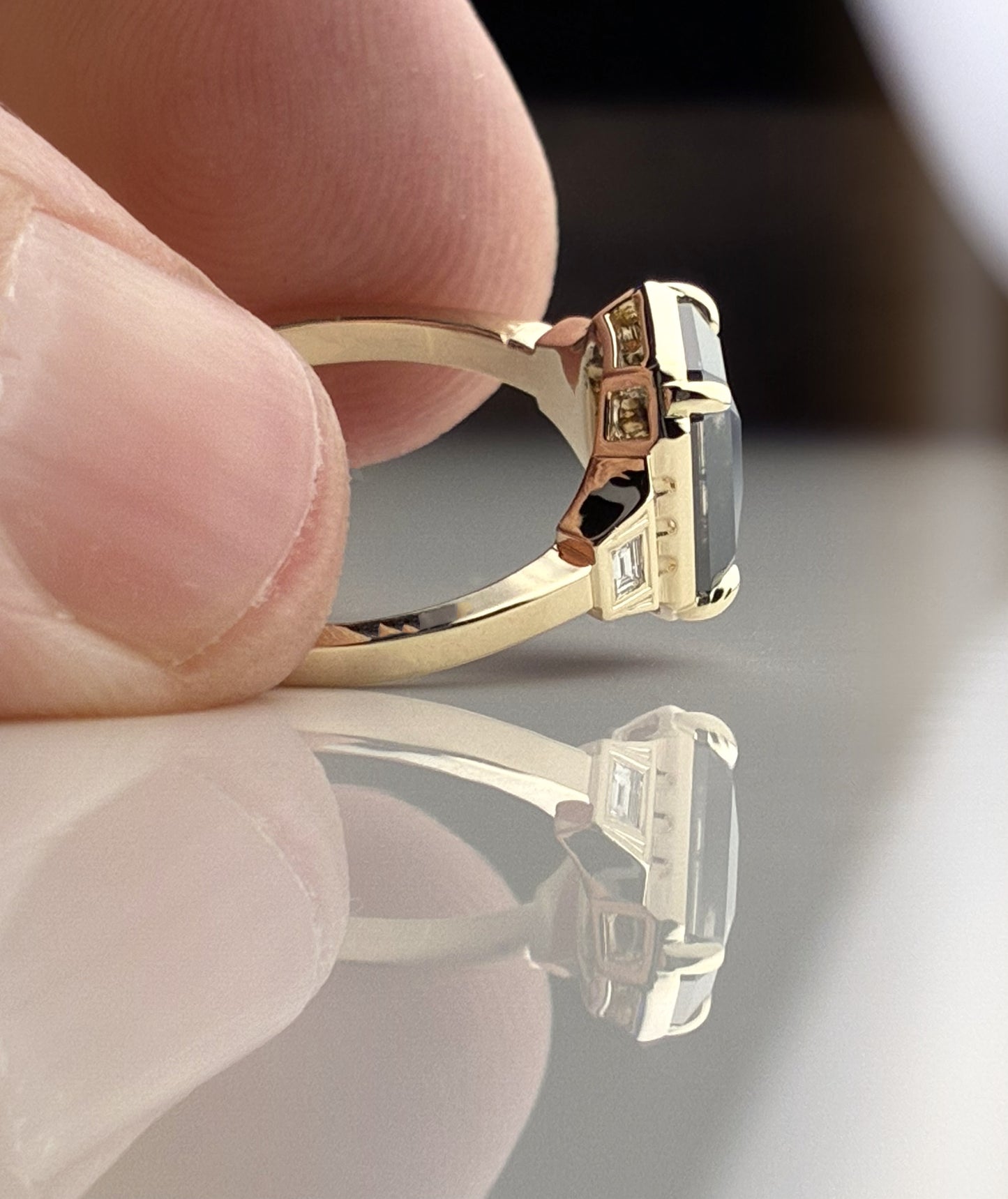 2.2ct salt and pepper diamond ring