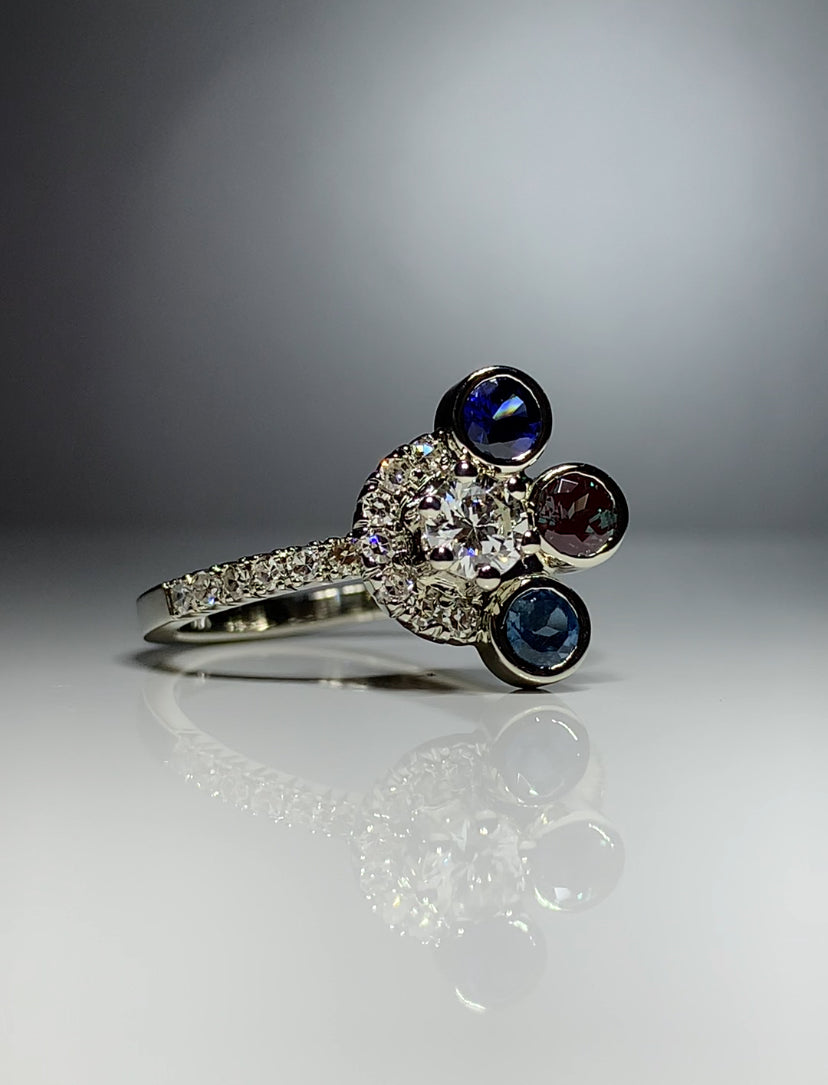 Custom Heirloom diamond & gemstone ring