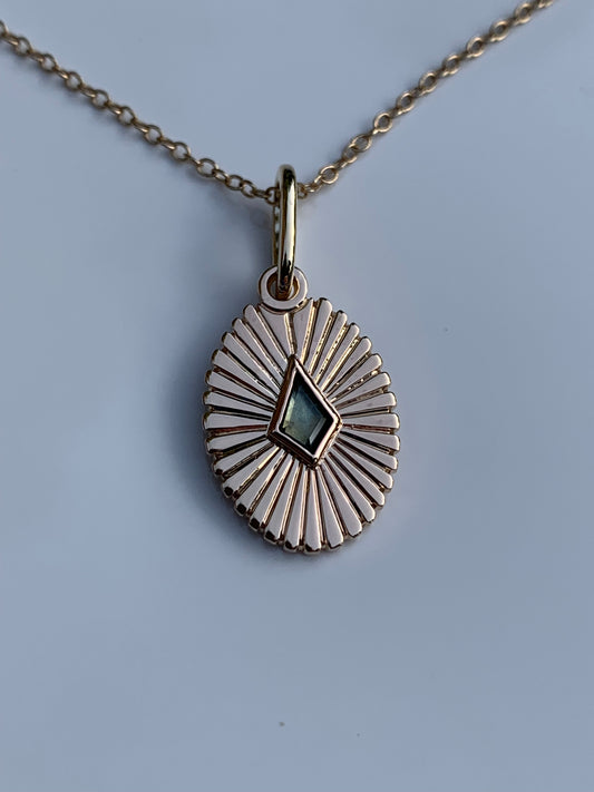 Radiant sapphire charm in 14K Yellow
