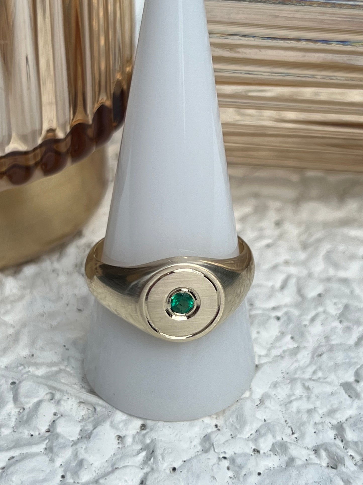 Custom emerald signet ring