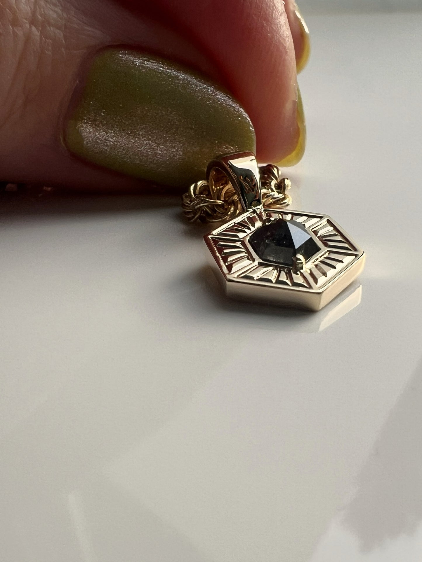Hexagon Diamond Charm