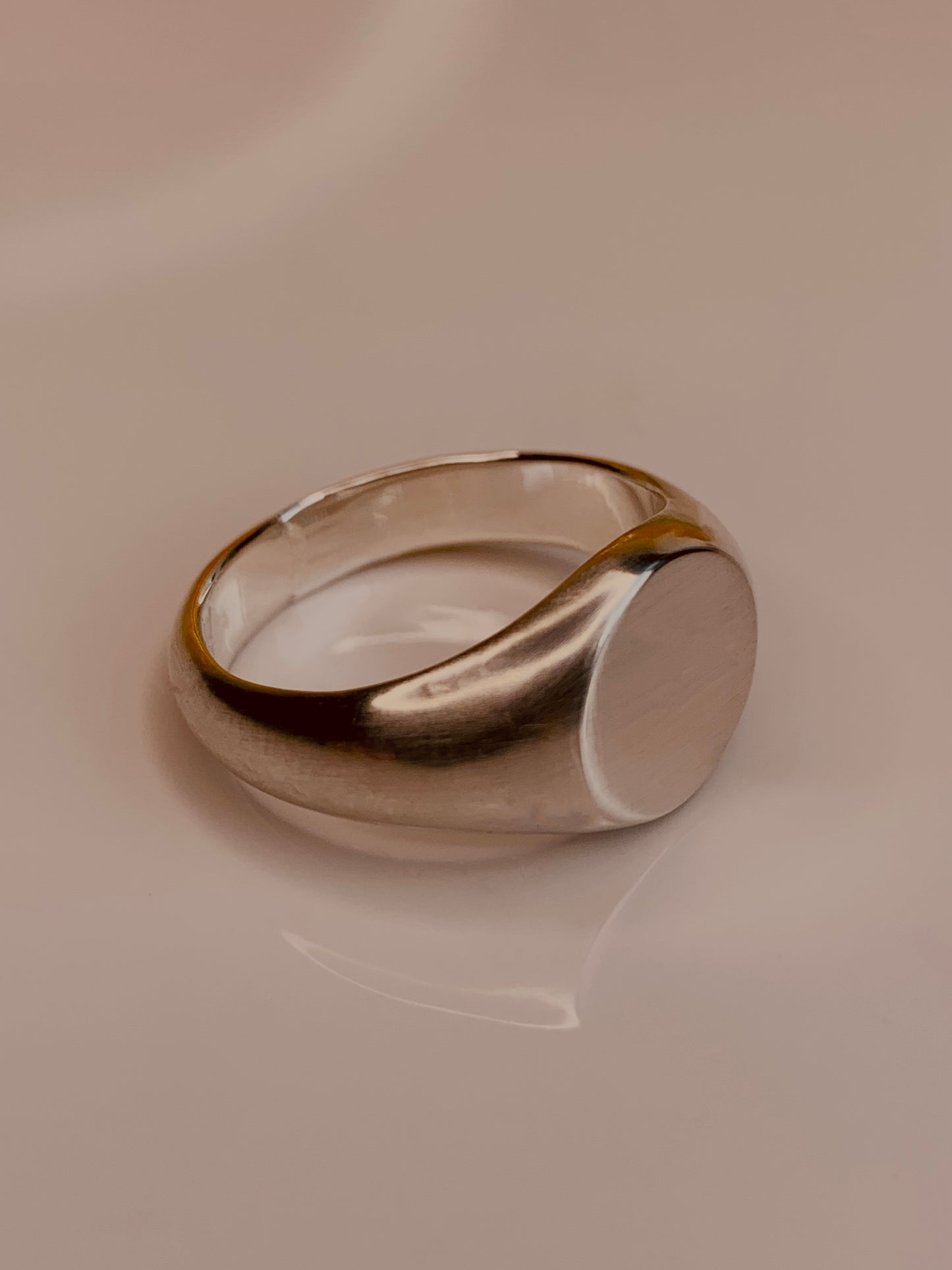 Hand built 14K round signet ring