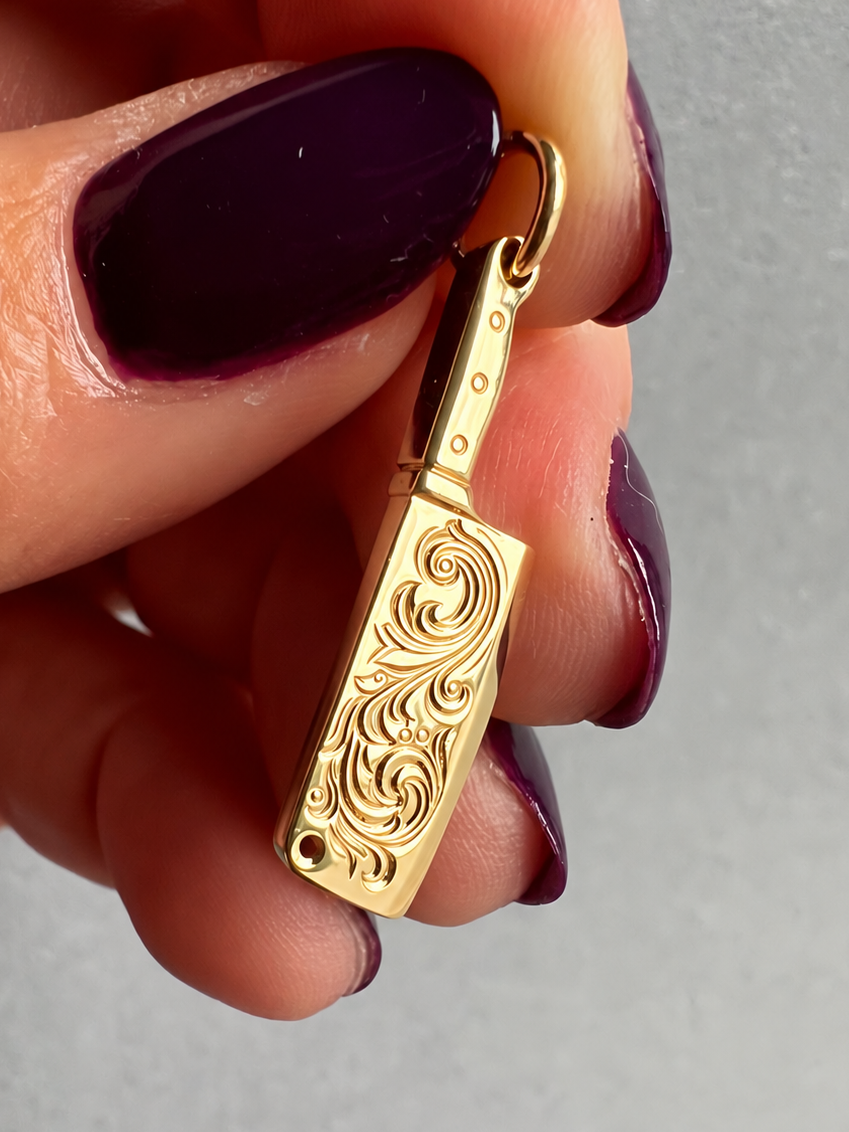 Engraved butcher knife