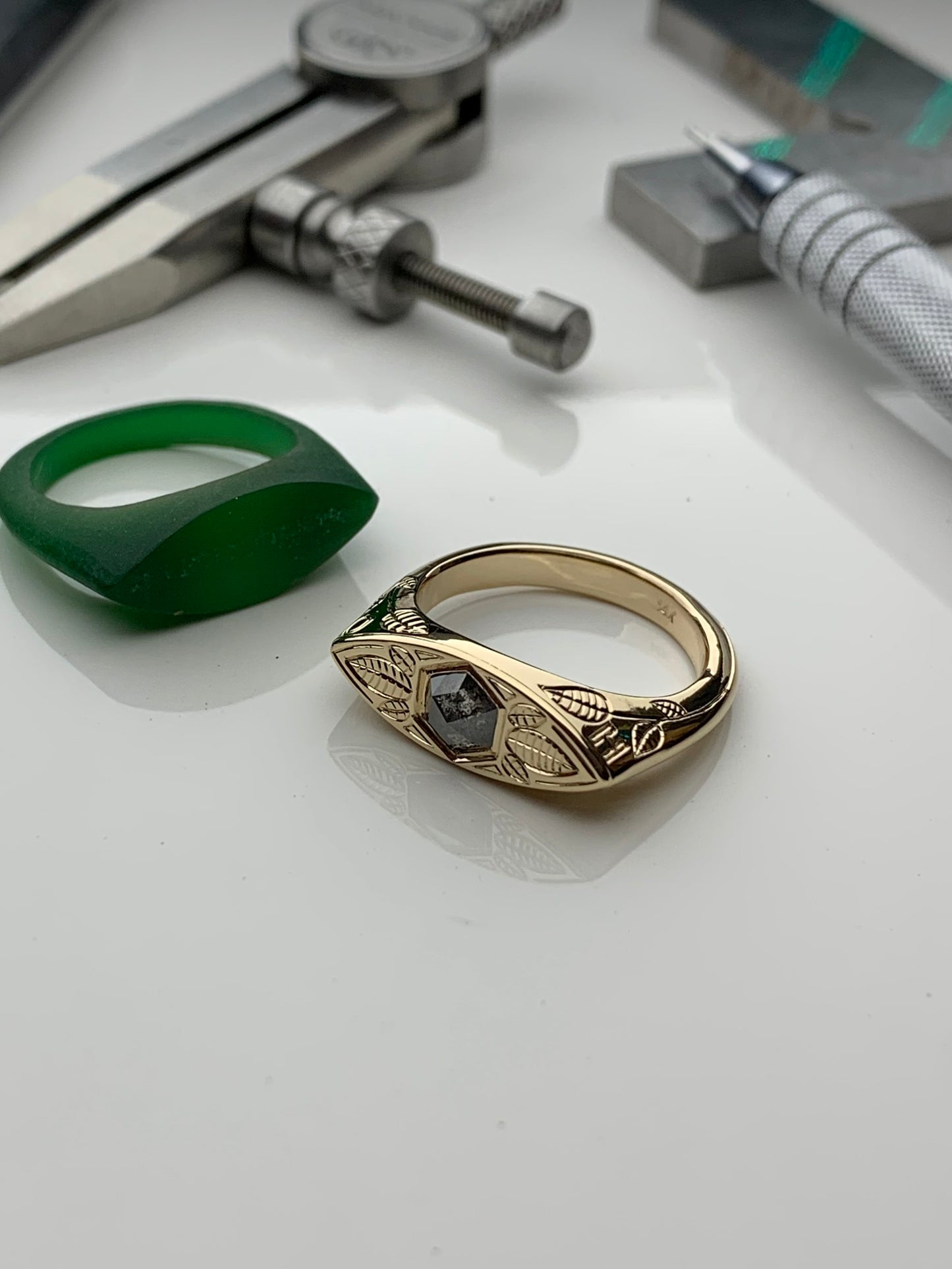 Custom diamond signet ring