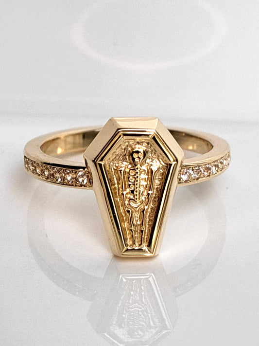 Coffin Ring with Diamonds