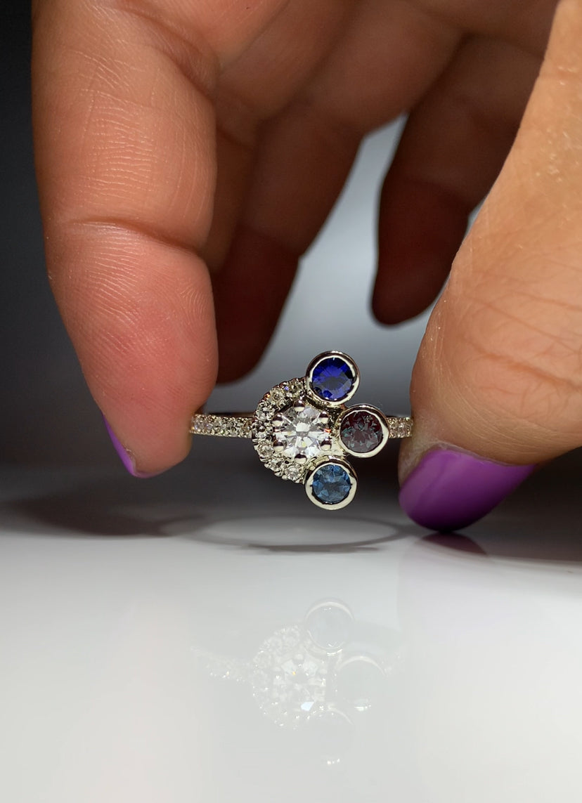 Custom Heirloom diamond & gemstone ring