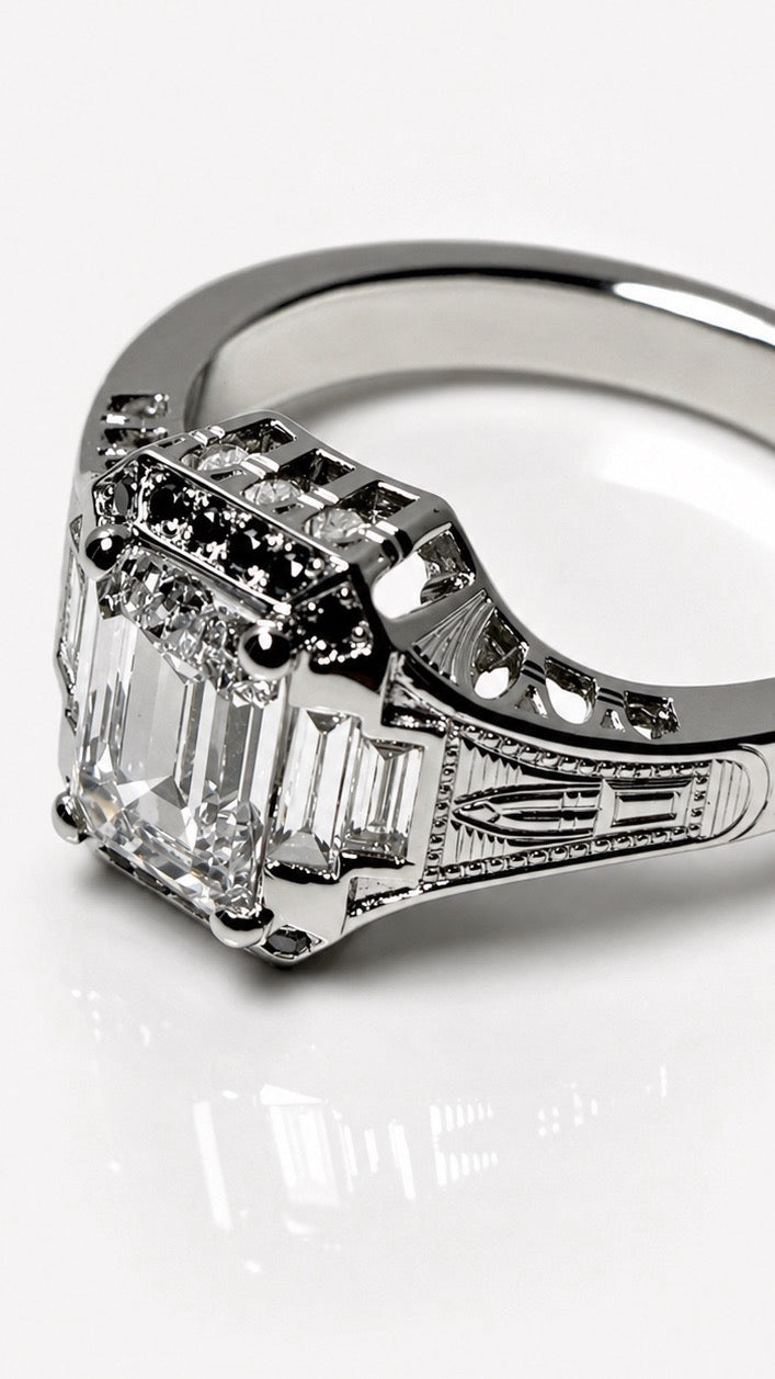 Custom platinum+ diamond engagement ring