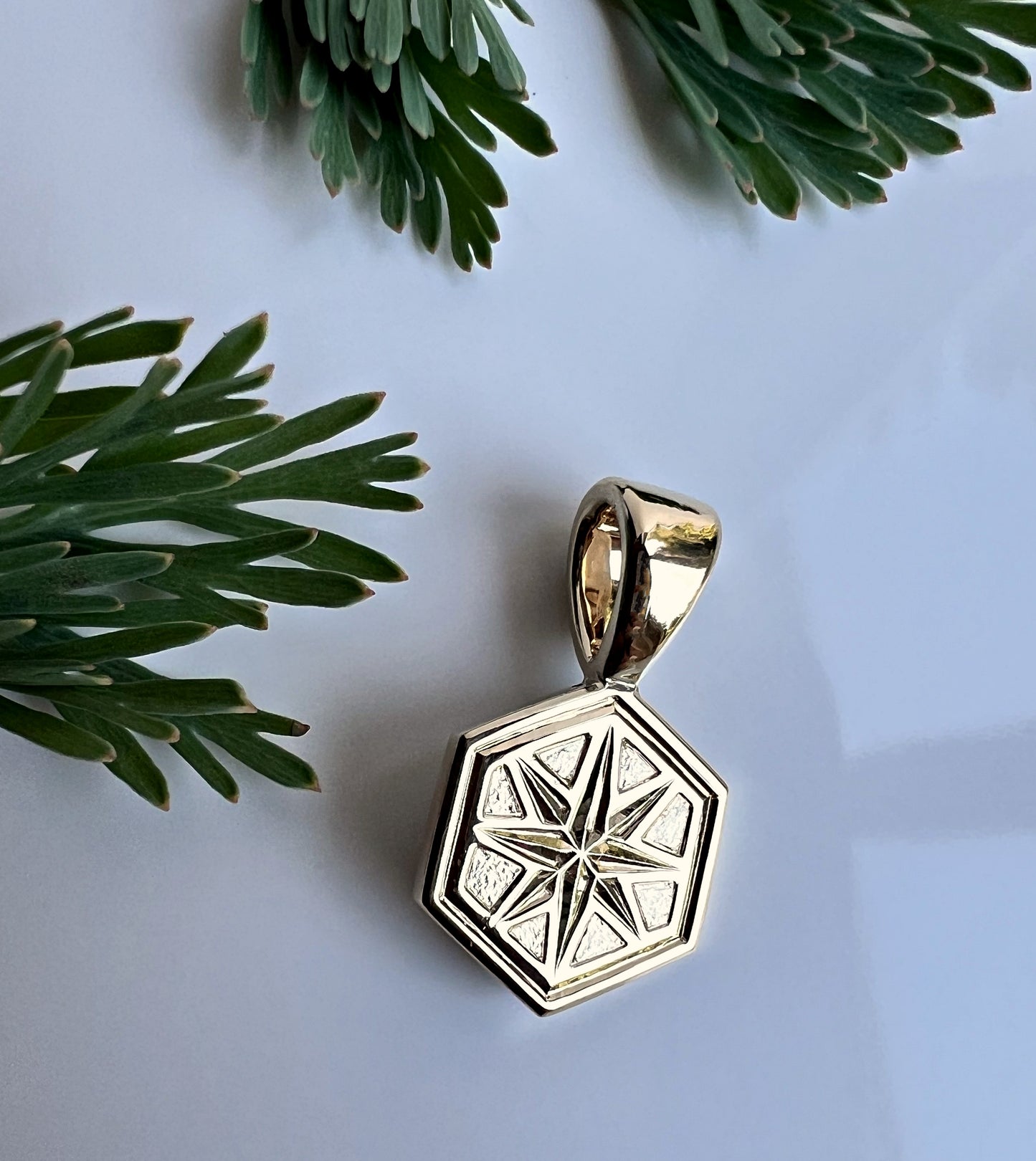 14K Hexagon Star charm