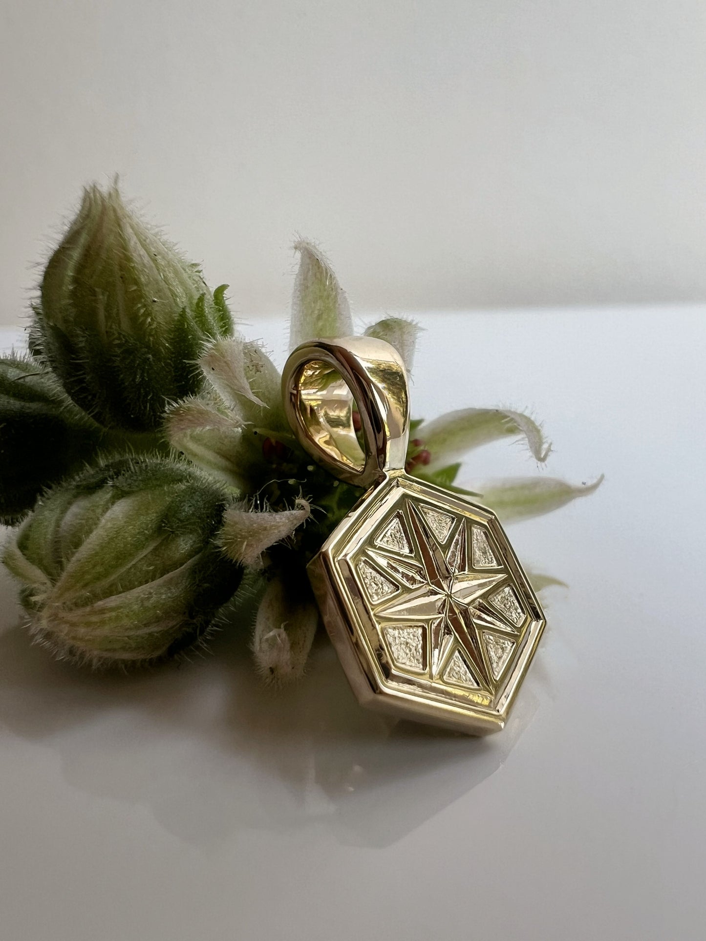 14K Hexagon Star charm