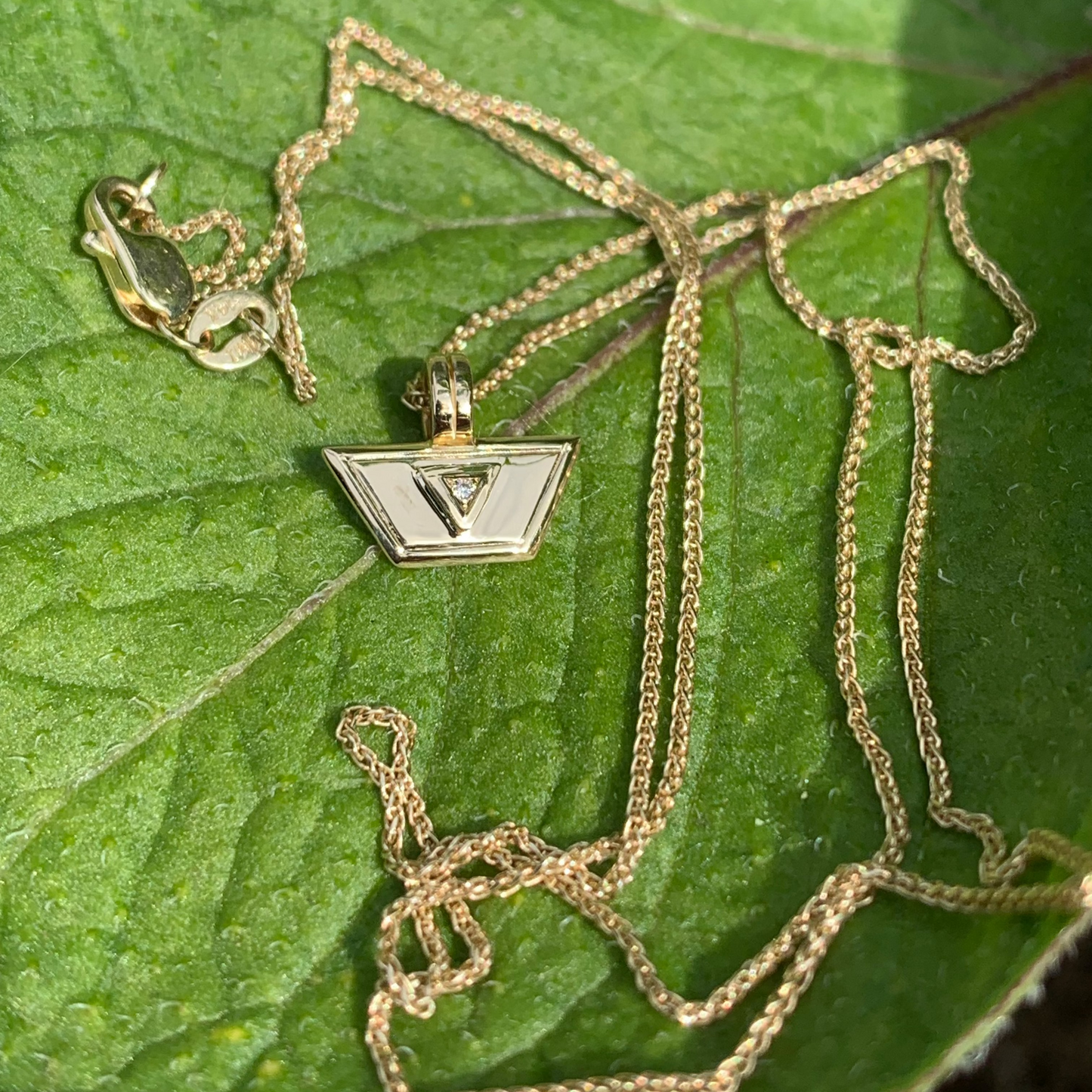 necklace on leaf 