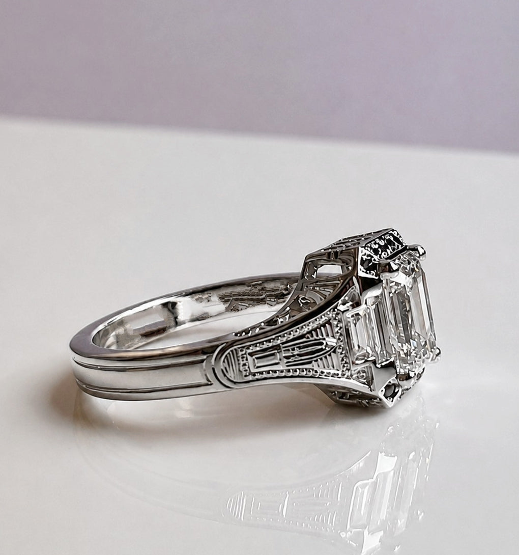 Custom platinum+ diamond engagement ring