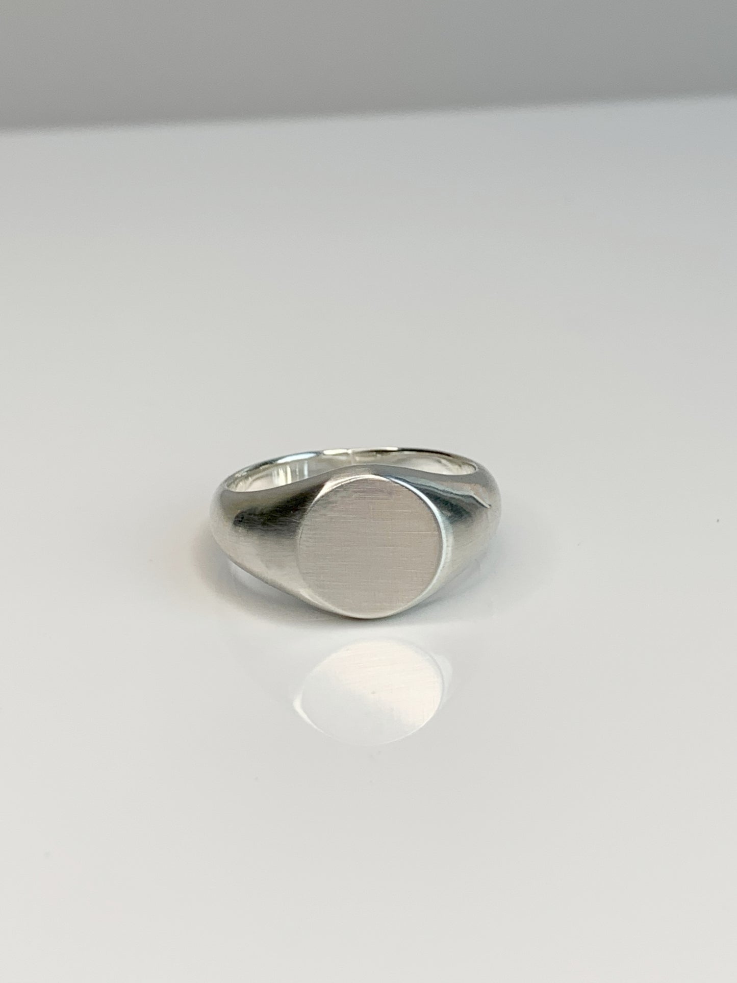 Hand built 14K round signet ring