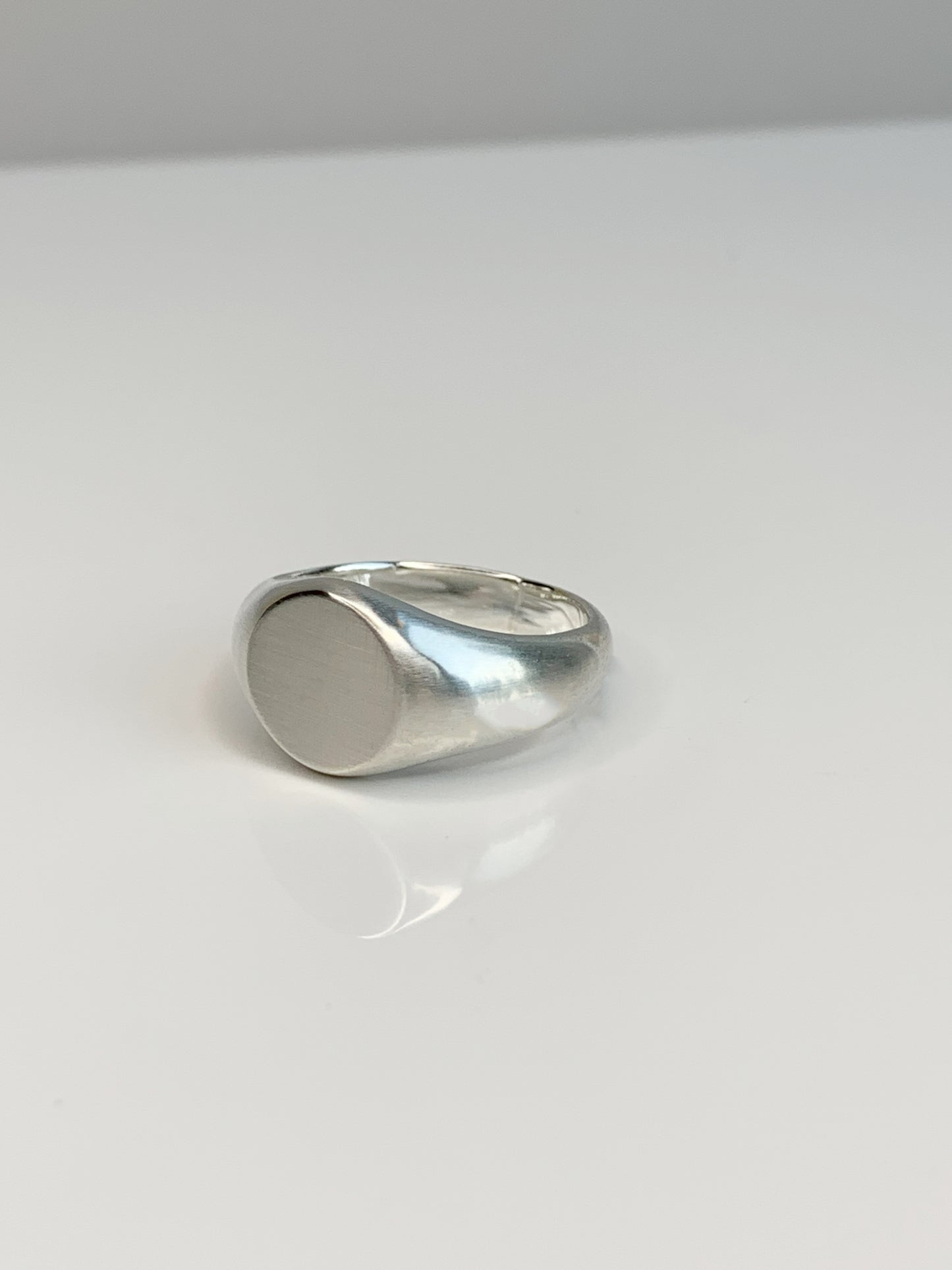 Hand built 14K round signet ring