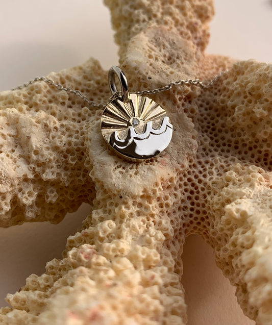 Custom, dual gold, beach inspired diamond charm