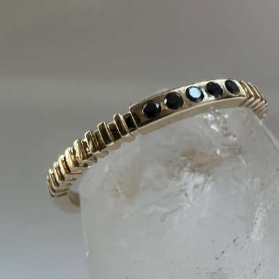 yellow gold, black diamond ring